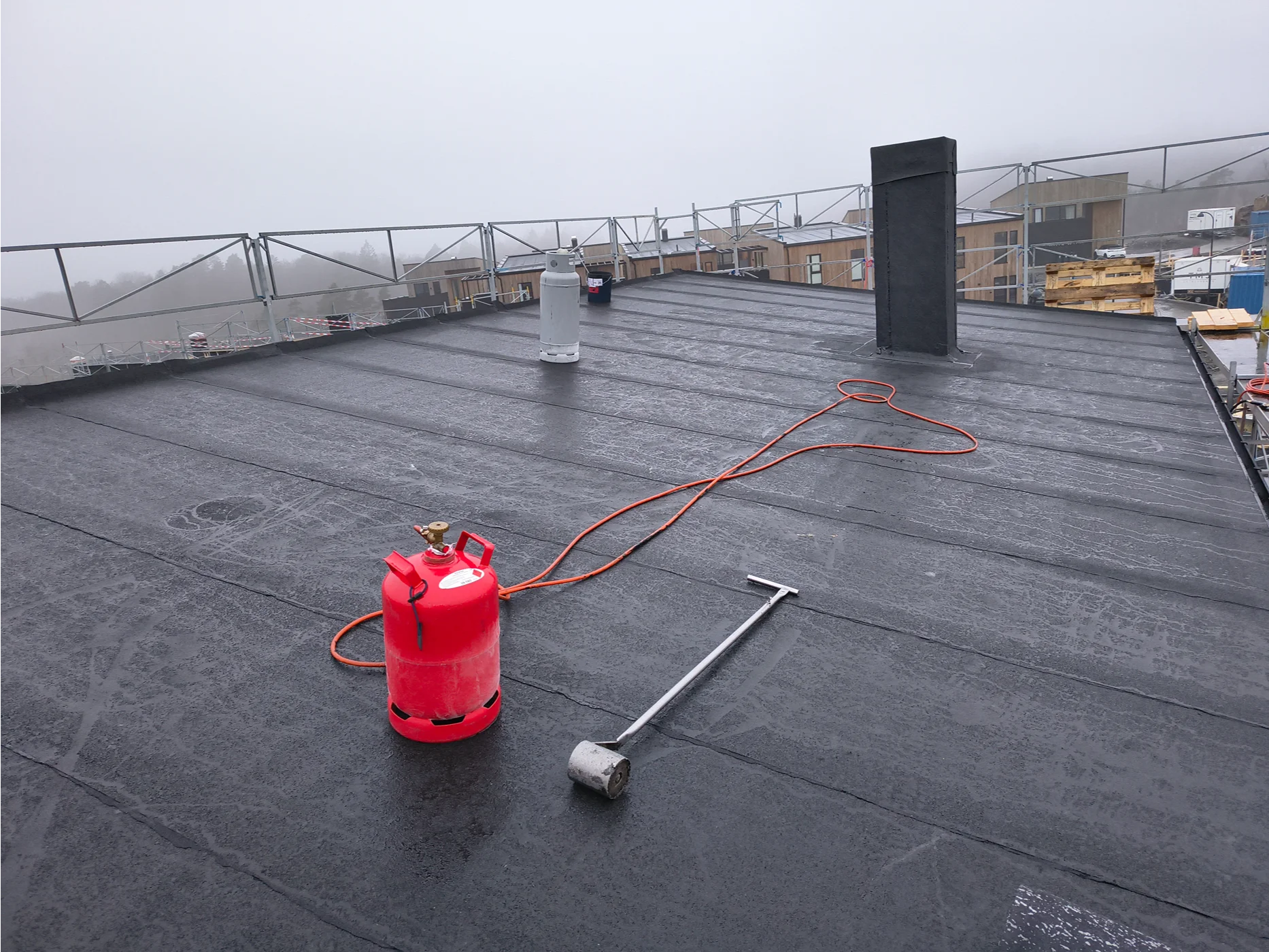 Flat roof waterproofing installation work