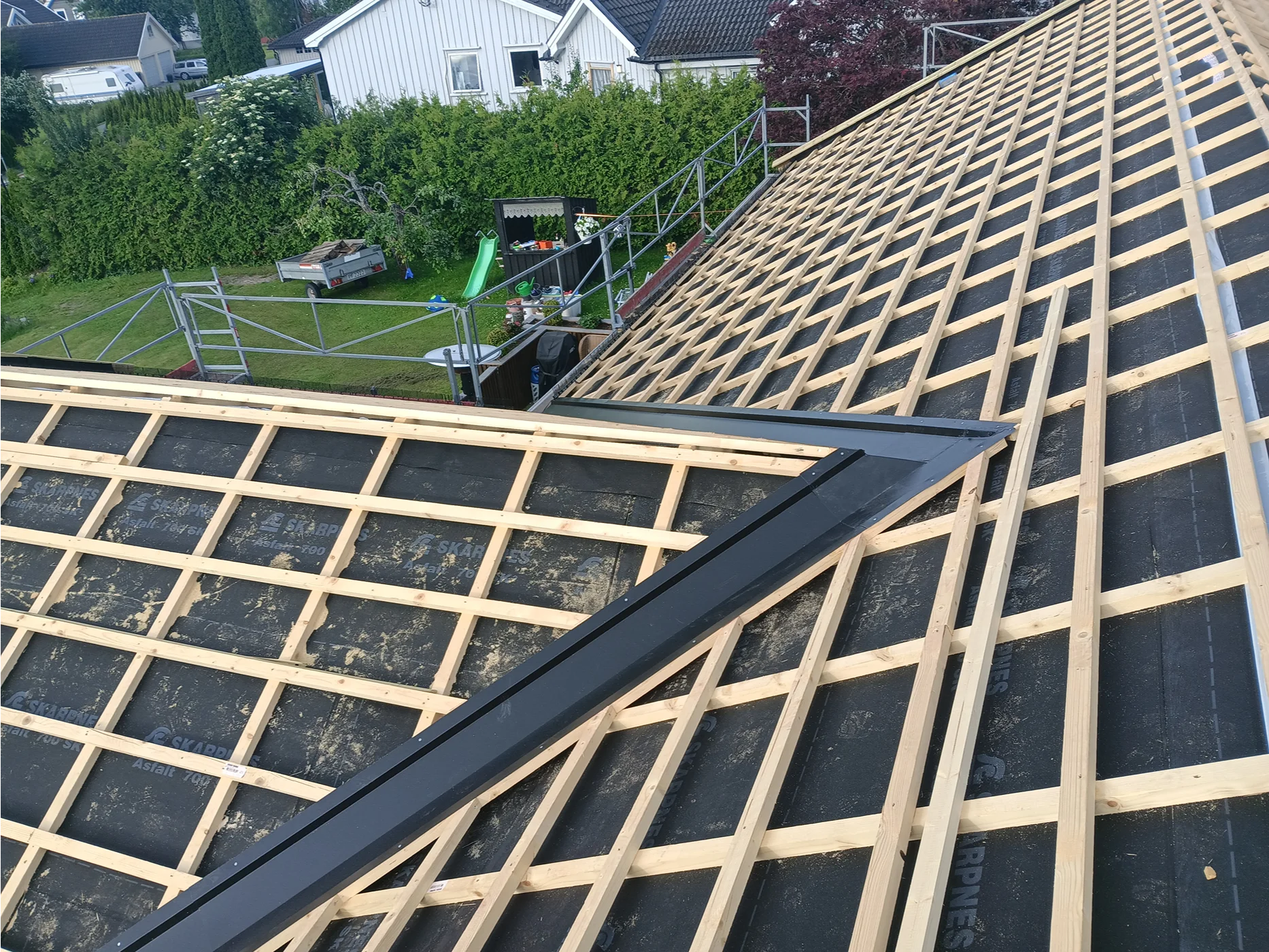 Residential roof framing and construction project