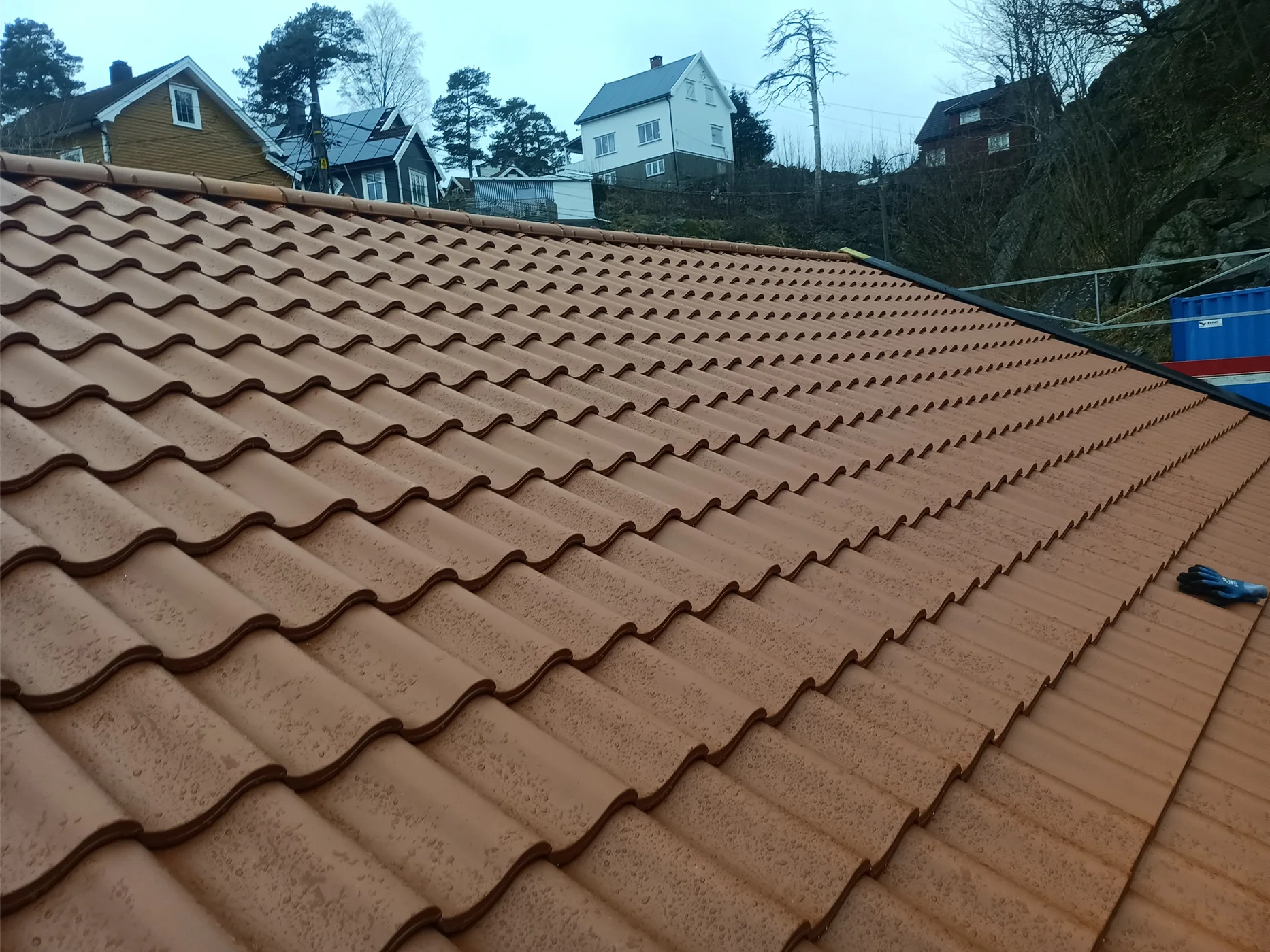 New terracotta tile roof installation