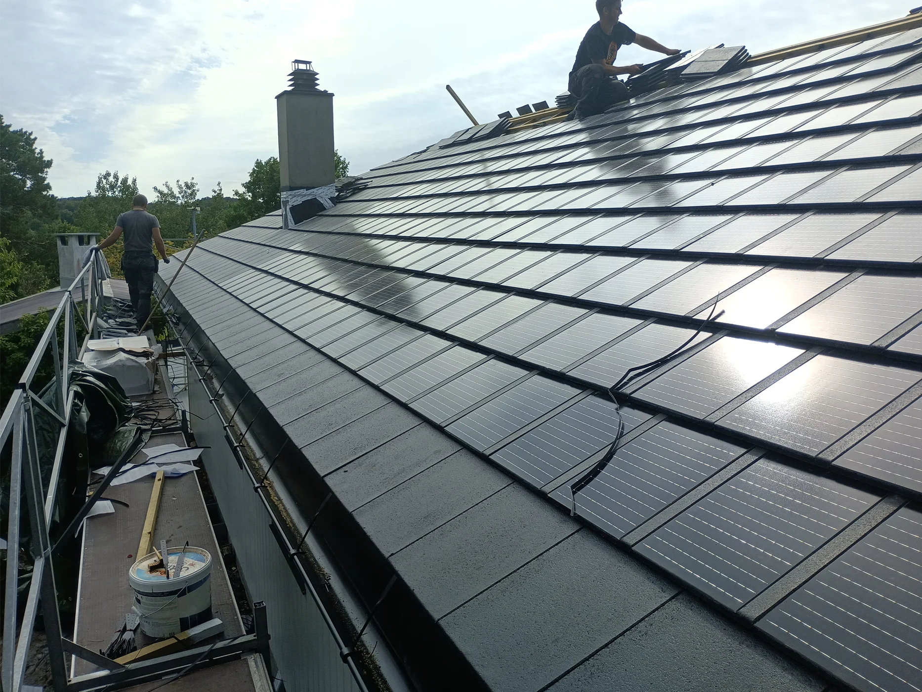 Solar panels installed on residential roof
