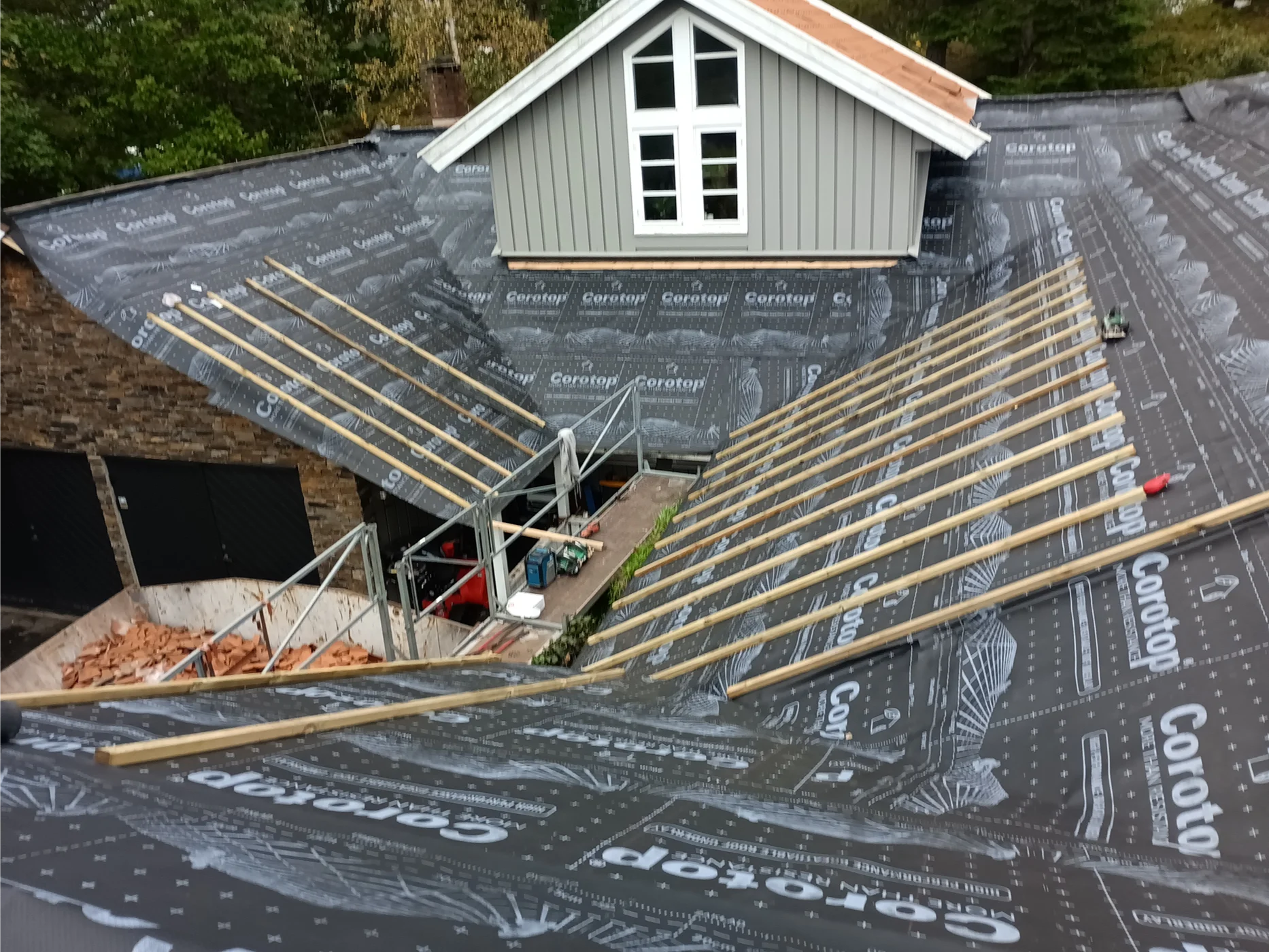 Roof framing and protective membrane installation